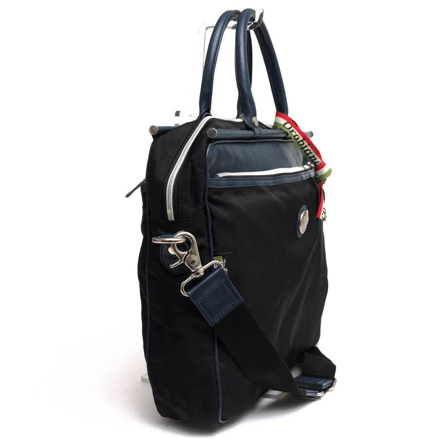 極美品 オロビアンコ ビジネスバッグ 2way リモンタナイロン サックスバー Orobianco（オロビアンコ） ビジネスバッグ 伊リモンタナイロン 牛革