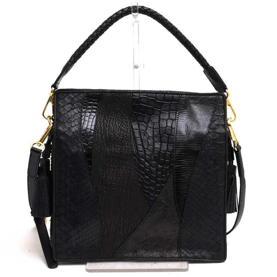 美品【チェーンショルダー】レザージュエルズ クロコ型押し 2wayショルダー LEATHER JEWELS レザージュエルズ ショルダーバッグ 23R59A-AY4917