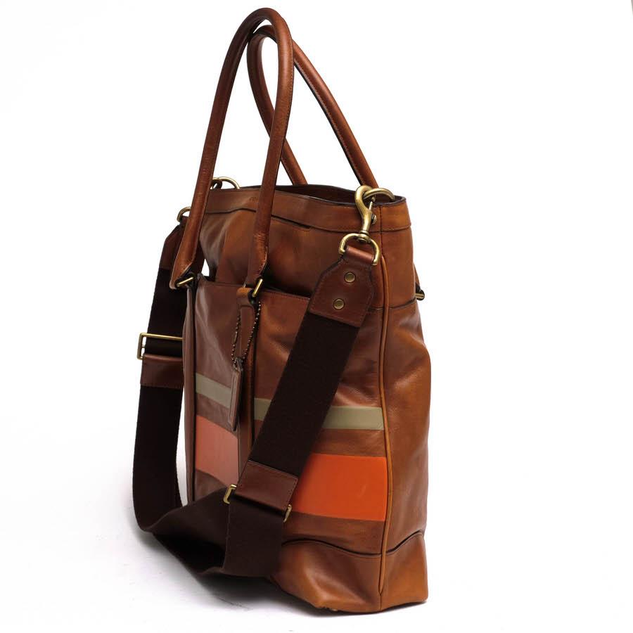 ○コーチ COACH 牛革 トートバッグ 70856 Bleecker Debossed Painted Stripe Tote ブリーカー デボスド ストライプ トート 2WAY シ 中古 COACH（コーチ） トートバッグ 70856 Bleecker Debossed Painted