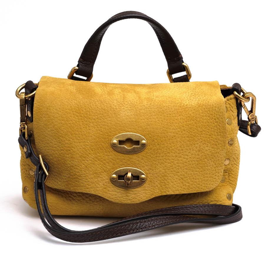 ○ザネラート ZANELLATO ヌバック ハンドバッグ POSTINA BABY ポスティーナ ベイビー フラップ式 シボ革 シュリンクレザー 2WAY シ 中古 ZANELLATO ザネラート ハンドバッグ POSTINA BABY ポスティーナ