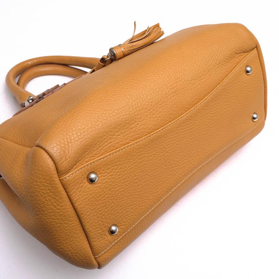 WAKO 和光 ハンドバッグ 牛革 カーフ タッセル シボ革 シュリンク