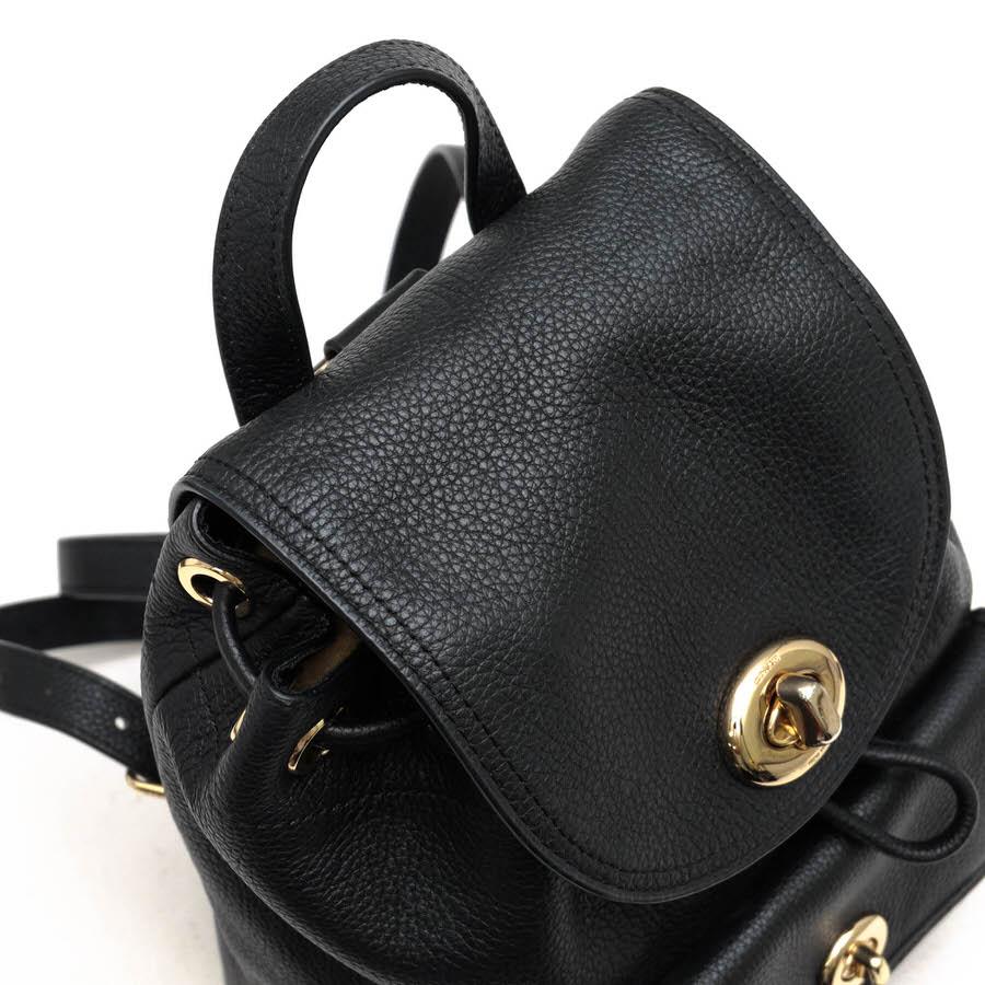 ○コーチ COACH ポリッシュドペブルレザー 牛革 リュック 37581 Mini Turnlock Rucksack In Polished Pebble Leather ミニ ターン  中古 COACH（コーチ） リュック 37581 Mini Turnlock Rucksack In Polished