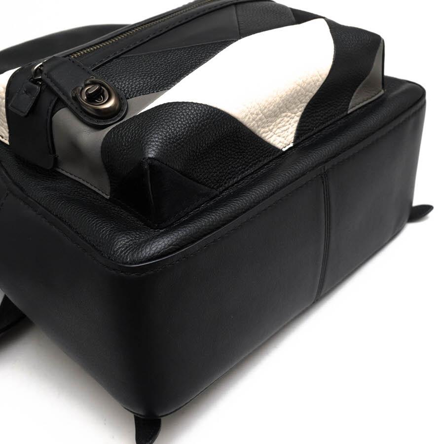 ○コーチ COACH ペブルドレザー 牛革 リュック 38674 Campus Backpack With Patchwork パッチワーク シボ革 シュリンクレザー レデ 中古 COACH（コーチ） リュック 38674 Campus Backpack With Patchwork