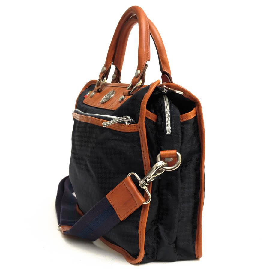 ✨超美品✨Orobianco トートバッグ ビジネスバッグ 千鳥柄 A4収納可能 Orobianco（オロビアンコ） ビジネスバッグ 伊リモンタ社ナイロン 牛革