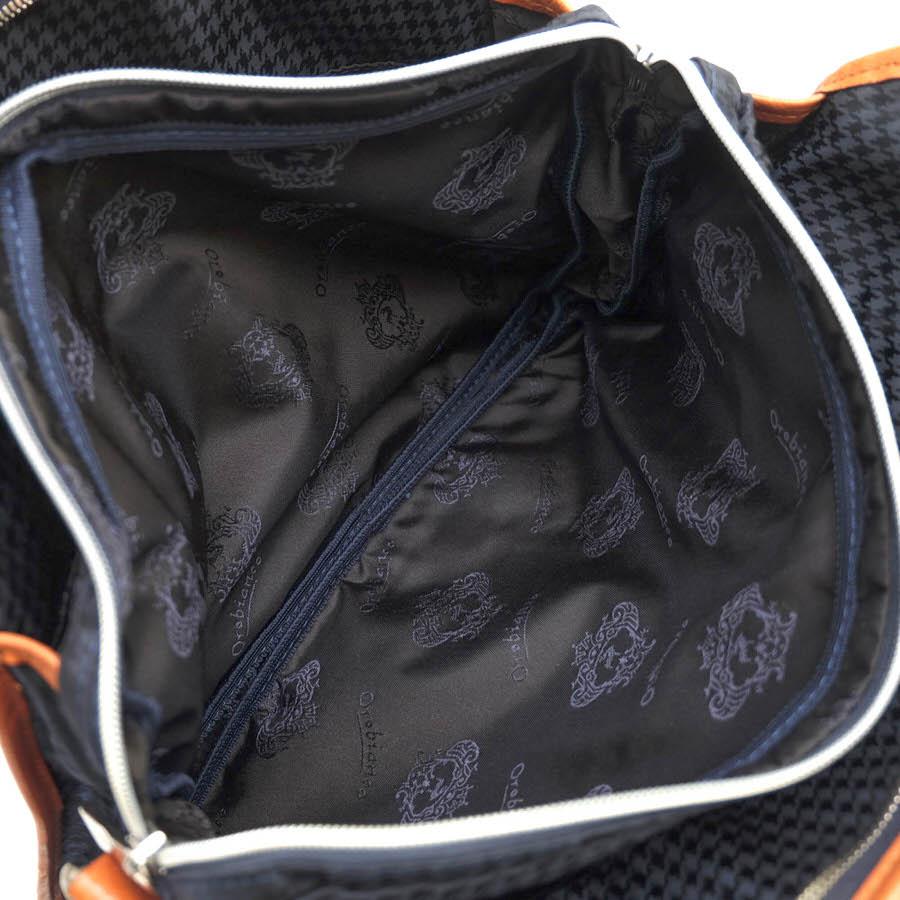 ✨超美品✨Orobianco トートバッグ ビジネスバッグ 千鳥柄 A4収納可能 Orobianco（オロビアンコ） ビジネスバッグ 伊リモンタ社ナイロン 牛革