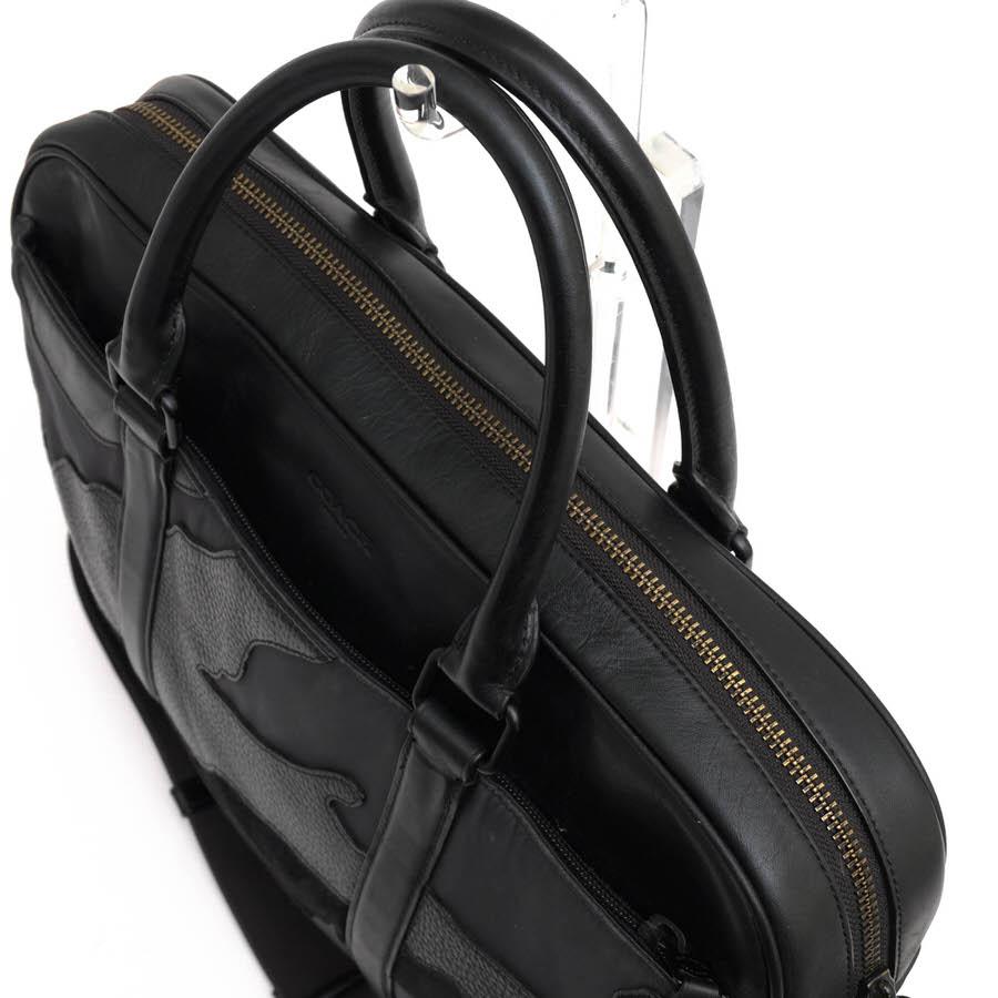 ○コーチ COACH リファインドカーフ ペブルドレザー 牛革 ビジネスバッグ F11635 Perry Slim Brief in Blackout Mixed Materials   中古 COACH（コーチ） ビジネスバッグ F11635 Perry Slim Brief in Blackout