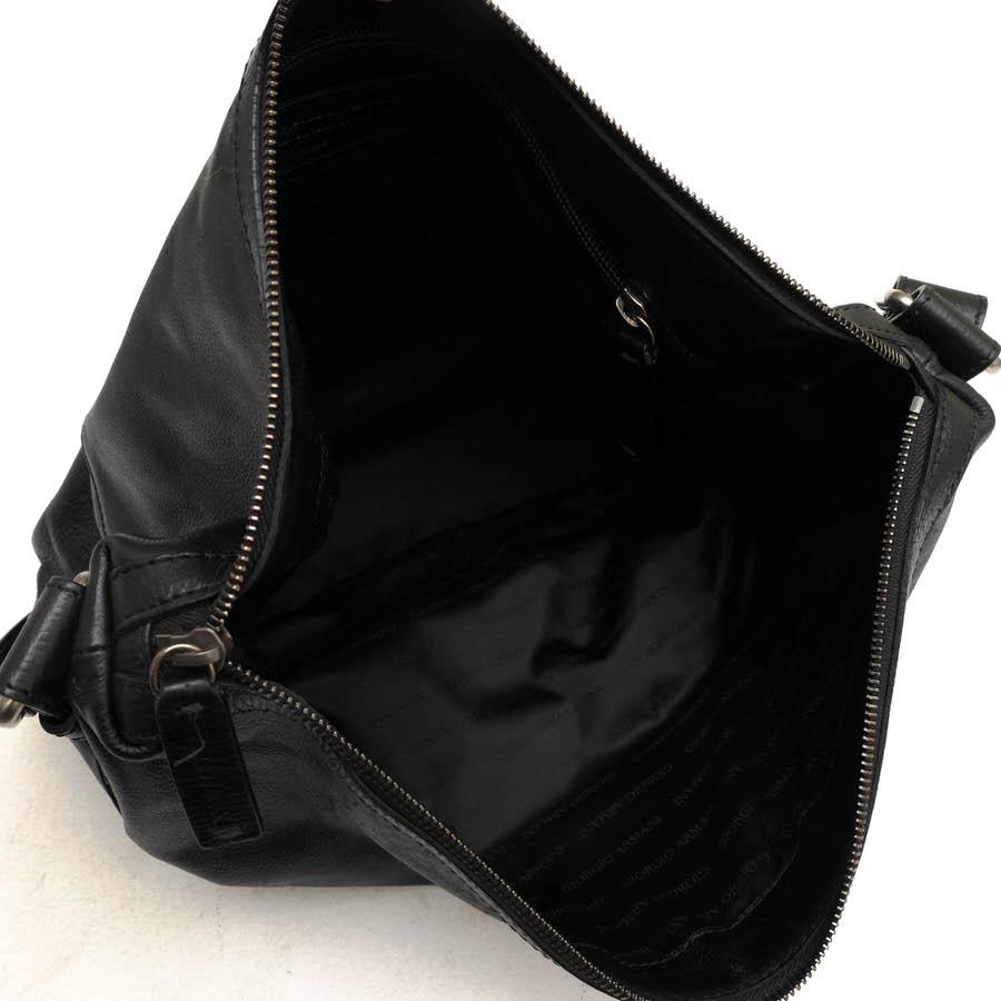 ○アルマーニ GIORGIO ARMANI 牛革 ショルダーバッグ YGM981 YCD96 TRACOLLA VIT.GRANATO LUCIDO シボ革 シュリンクレザー メンズ  中古 ARMANI（アルマーニ） GIORGIO ARMANI ショルダーバッグ YGM981 YCD96