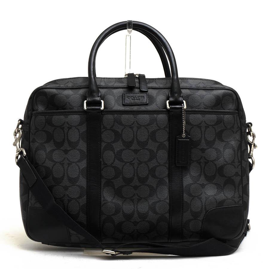 美品　coach レザービジネスバッグ COACH コーチ ビジネスバッグ レザー シボ革 2way A4可 ブラック