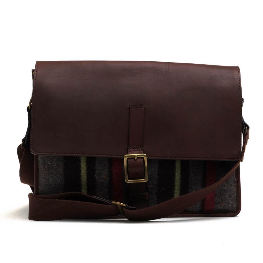 ○土屋鞄 TSUCHIYA-KABAN メルトンウール ツイード ショルダーバッグ ストライプ メンズ 【中古】 中古 土屋鞄 TSUCHIYA-KABAN ショルダーバッグ メルトンウール ツイード