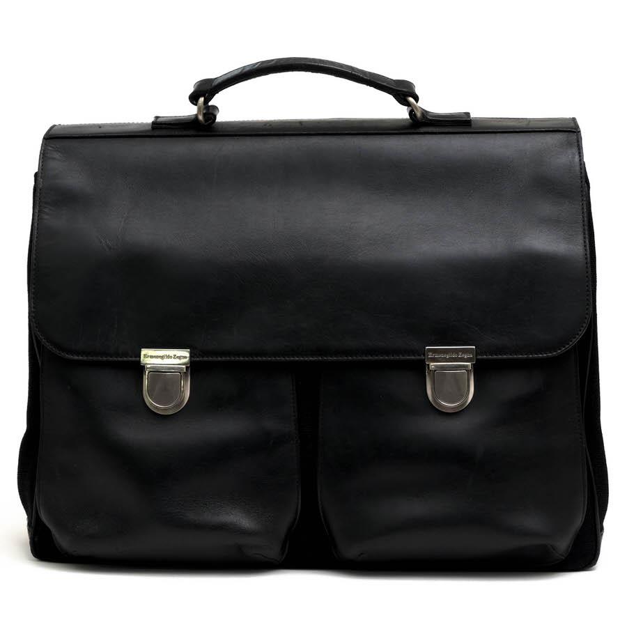 ○ゼニア Ermenegildo Zegna TRAVELLER 牛革 カーフ ビジネスバッグ フラップ式 メンズ 【中古】 中古 ZEGNA（ゼニア） Ermenegildo Zegna ビジネスバッグ TRAVELLER 牛革