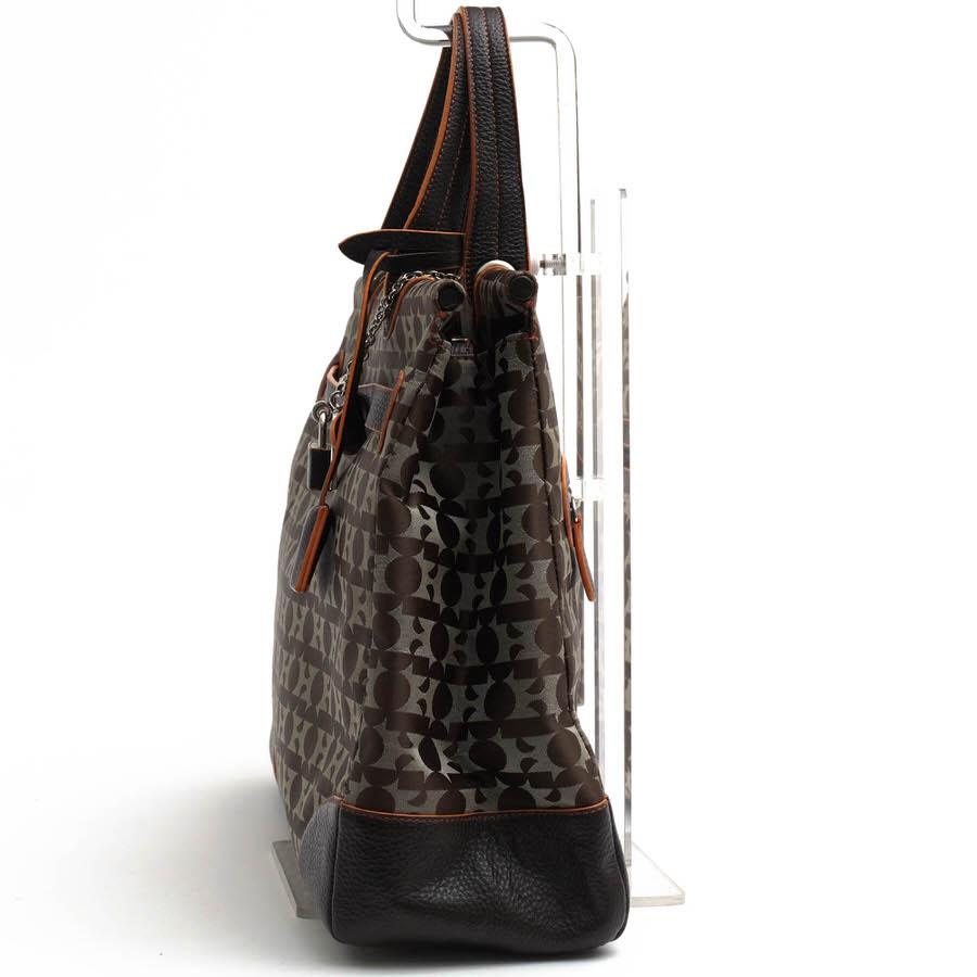 ○濱野 ハマノ HAMANO 130周年記念限定 ジャガード織り 一部牛革 トートバッグ ジャガード モノ キャリア モノグラム柄 シボ革 シ  中古 HAMANO 濱野 ハマノ トートバッグ ジャガード モノ キャリア 130周年