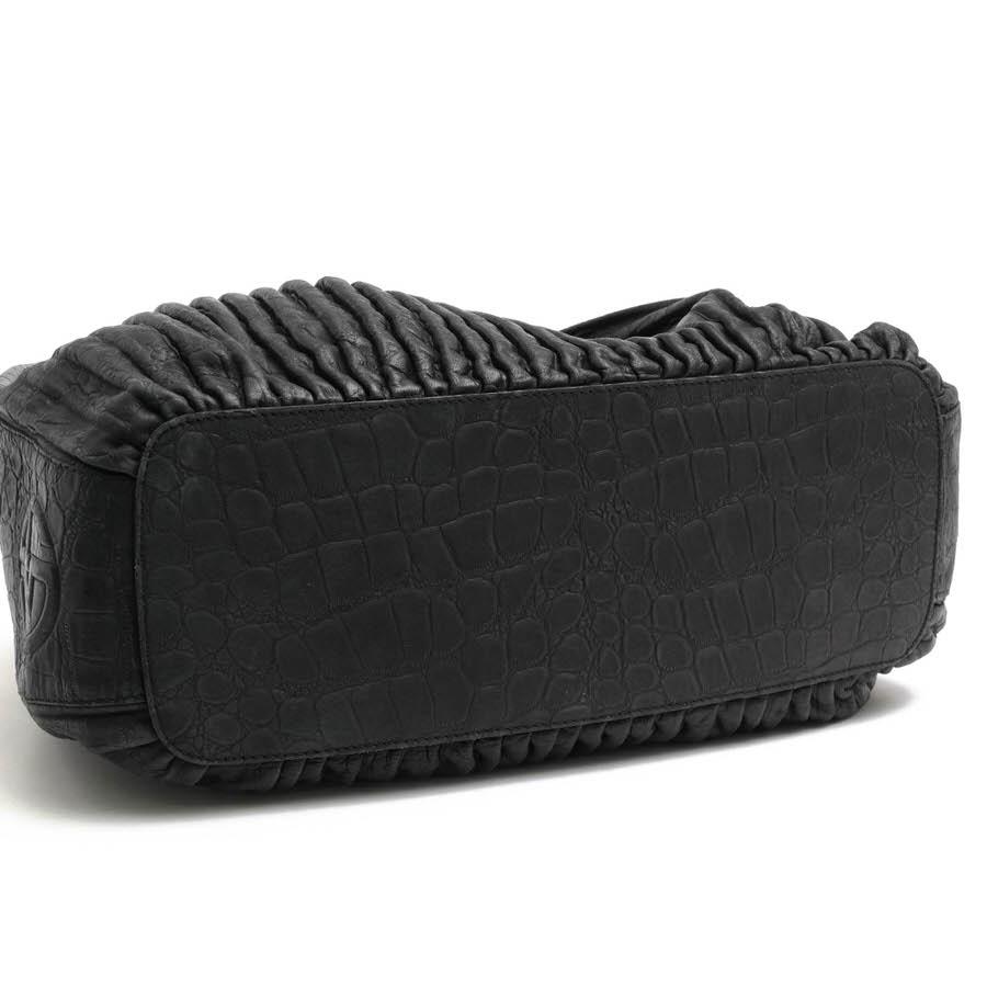 ○アルマーニ GIORGIO ARMANI 天然皮革 トートバッグ Pleated Leather Bucket Bag プリーツ クロコ型押し メンズ 【中古】 中古 ARMANI（アルマーニ） GIORGIO ARMANI トートバッグ Pleated Leather