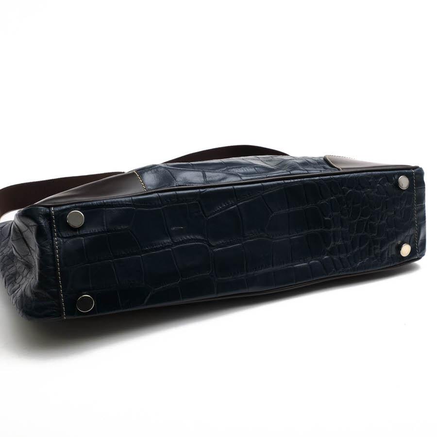ステファノマーノ 撥水 クロコ型押し 2WAYショルダーバッグ 紺ネイビー