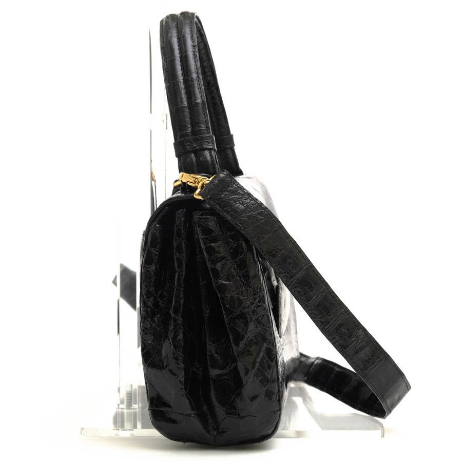 ○ナンシー ゴンザレス Nancy Gonzalez シャイニングクロコダイル ハンドバッグ グレージング加工 フォーマルバッグ 冠婚葬祭 2WAY 中古 Nancy Gonzalez ナンシー ゴンザレス ハンドバッグ シャイニング