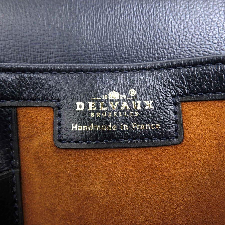 良品 DELVAUX デルボー セピア ハンドバッグ 冠婚葬祭 ネイビーDロゴ DELVAUX デルヴォー ハンドバッグ SEPIA セピア カーフ 牛革