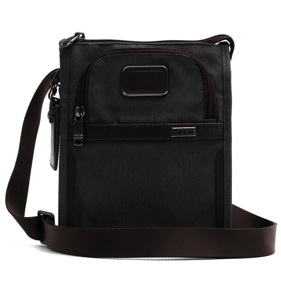 ○トゥミ TUMI 一部牛革 ショルダーバッグ 2203110AT3 POCKET BAG SMALL ANTHRACITE ポケットバッグ スモール アンスラサイト メン 中古 TUMI（トゥミ） ショルダーバッグ 2203110AT3 POCKET BAG SMALL