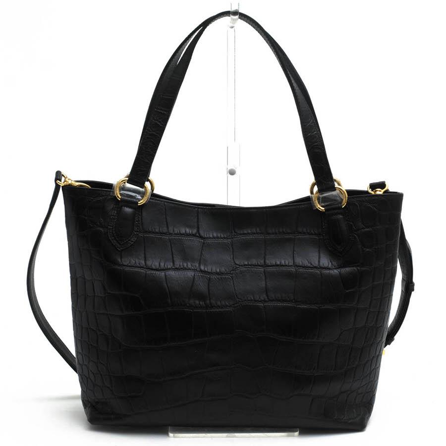 ○レザージュエルズ LEATHER JEWELS 牛革 トートバッグ 17N39 MERIDIANA メルディアナ 2WAY ショルダーバッグ クロコ型押し レディ 中古 LEATHER JEWELS レザージュエルズ トートバッグ 17N39 MERIDIANA メル
