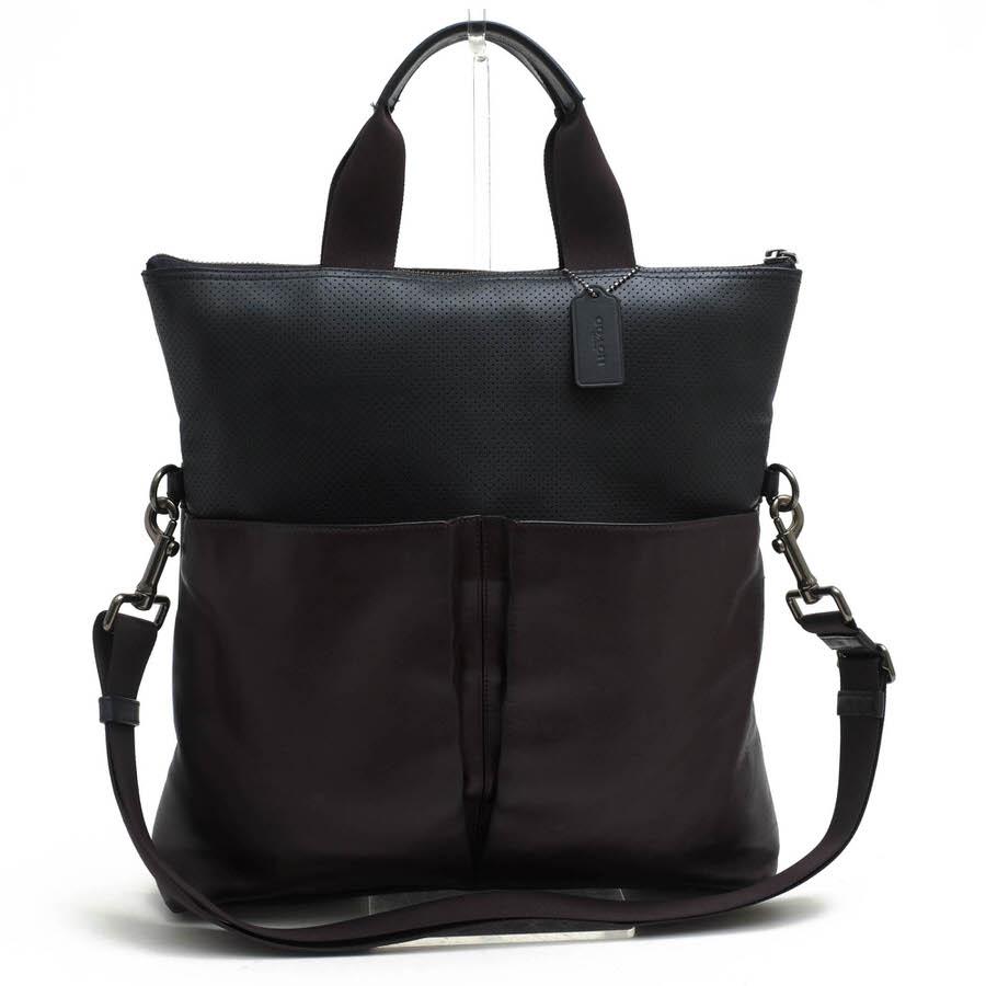 ○コーチ COACH パンチングレザー カーフ 牛革 トートバッグ F57569 Charles Foldover Tote チャールズ フォールドオーバー トート 中古 COACH（コーチ） トートバッグ F57569 Charles Foldover Tote