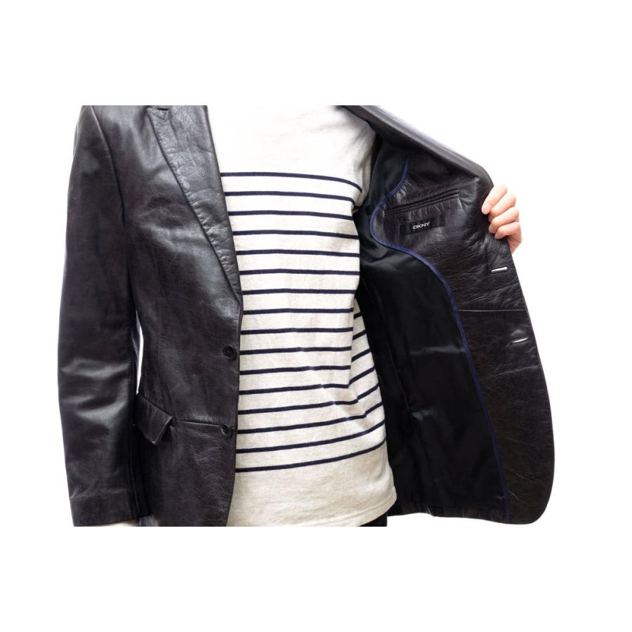 DKNY ディーケーエヌワイ テーラードジャケット ラムレザー 羊革