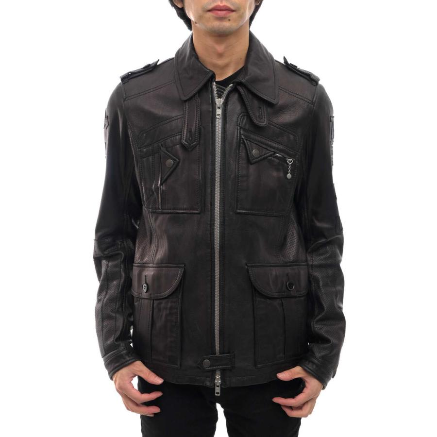 ○ディーゼル DIESEL シープスキン 羊革 フライトジャケット 2107-69-19-0779 T.Y.P-78/F.T パンチング加工 メンズ 【中古】 中古 DIESEL（ディーゼル） フライトジャケット 2107-69-19-0779 T.Y.P-78