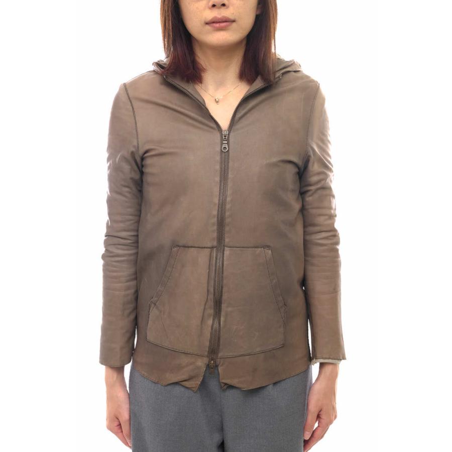 sisii（シシ） ジャケット W ZIP PARKA レザーパーカー フード付き 