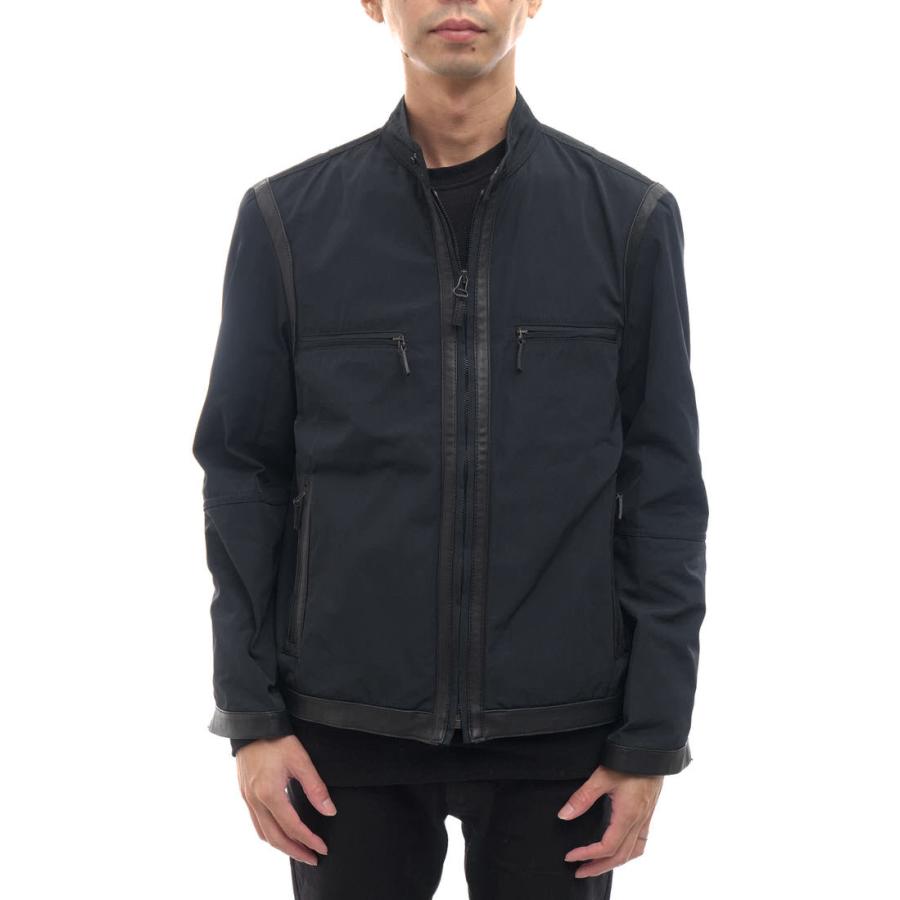 たろう　ダンヒル　レザージャケット　ネイビー　ラムレザー レザージャケット メンズ ダメージ風 ネイビー 紺色 本革 シングル