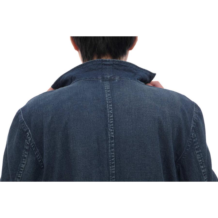 ○ユニフォームエクスペリメント uniform experiment 8オンスデニム ステンカラーコート UE-192042 DAMAGED SHOP COAT ショップコ  中古 uniform experiment ユニフォームエクスペリメント ステンカラーコート
