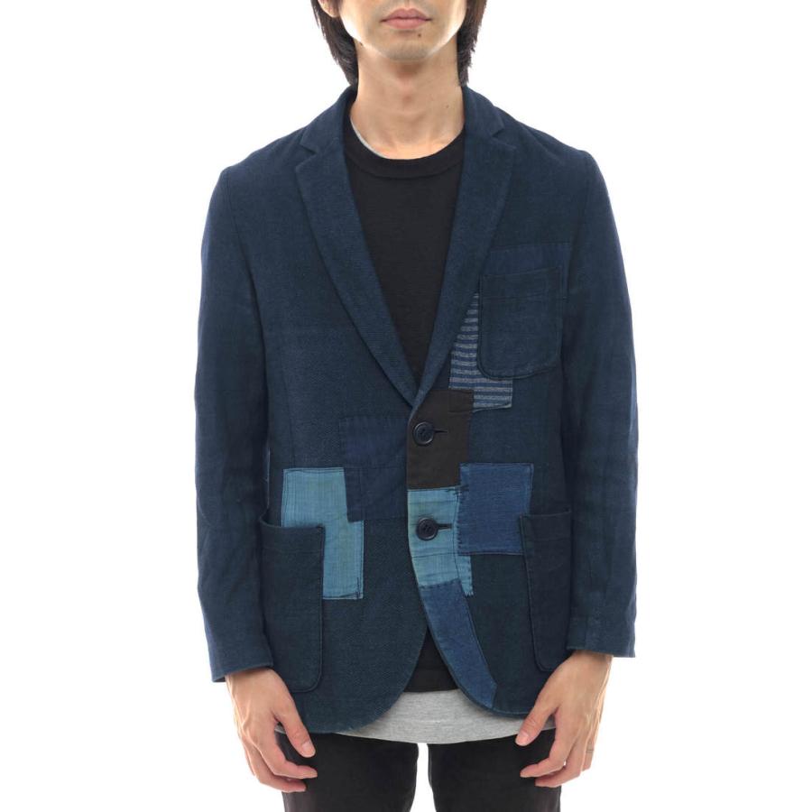 BLUE BLUE ブルーブルー テーラードジャケット 藍色 デニム パッチ