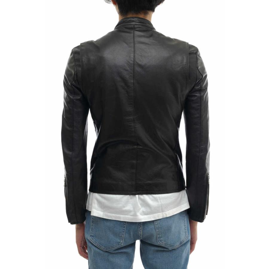 『リチウムオム』ライダースジャケット/カーフレザー牛革/ダブルジップアップ/黒 リチウムオム』ライダースジャケット/カーフレザー牛革/ダブル