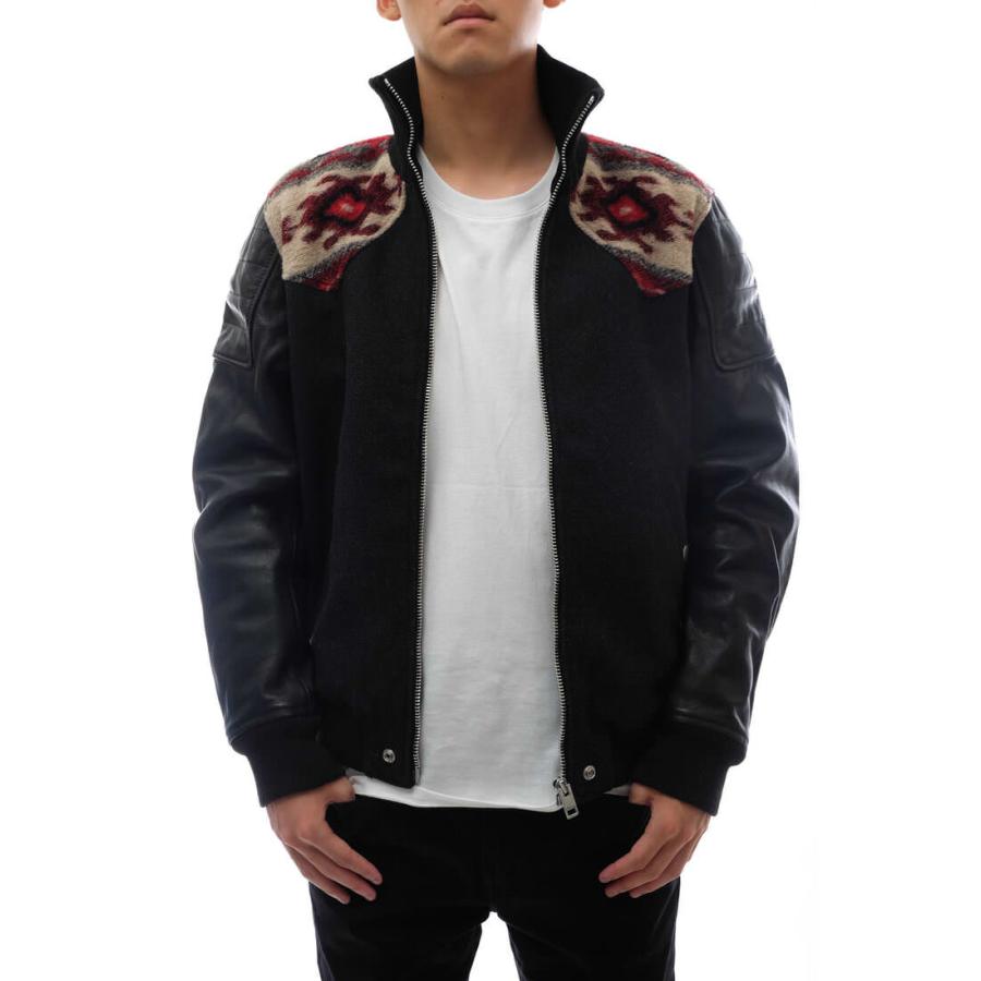 極美品✨DIESEL ディーゼル ウール ラムレザー スタジャン D刺繍 希少 関税送料込【DIESEL】ディーゼル レザー ブルゾン (DIESEL/スタジャン