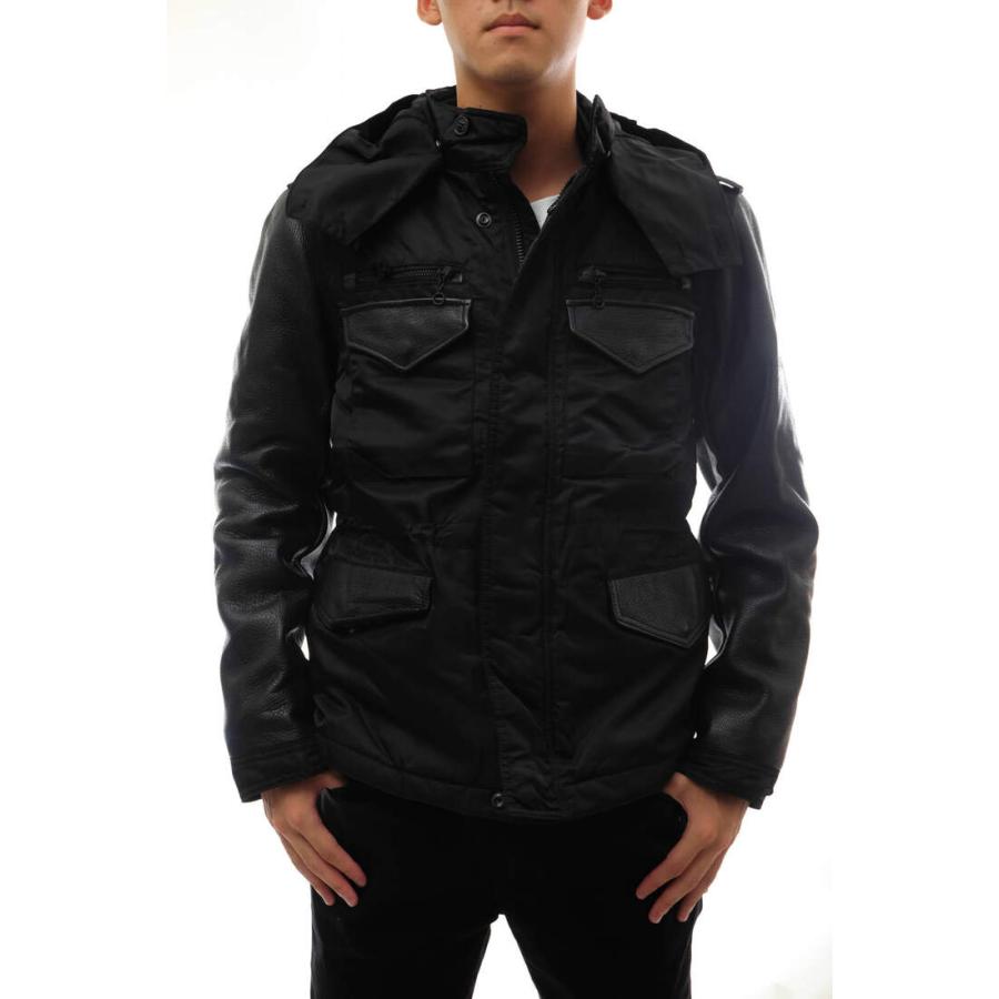 Schott ショット フィールドジャケット 3132060 牛革 袖レザー フード