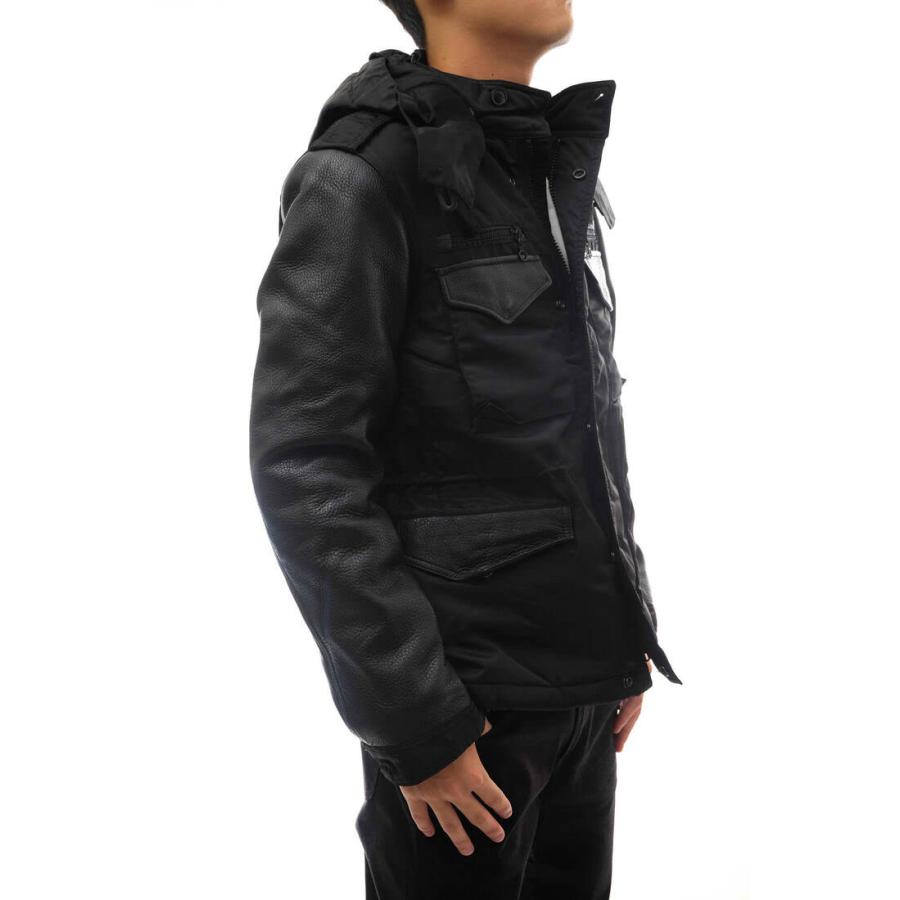 Schott ショット フィールドジャケット 3132060 牛革 袖レザー フード