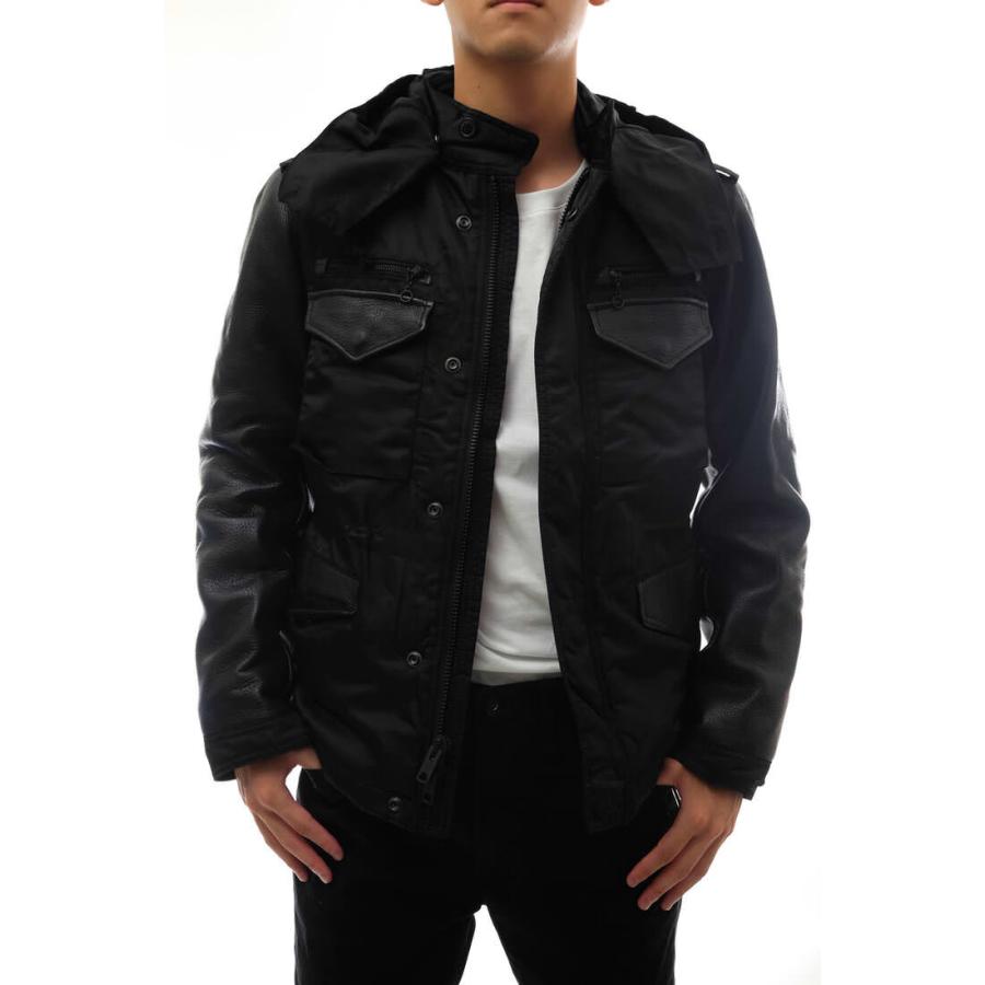 Schott ショット フィールドジャケット 3132060 牛革 袖レザー フード