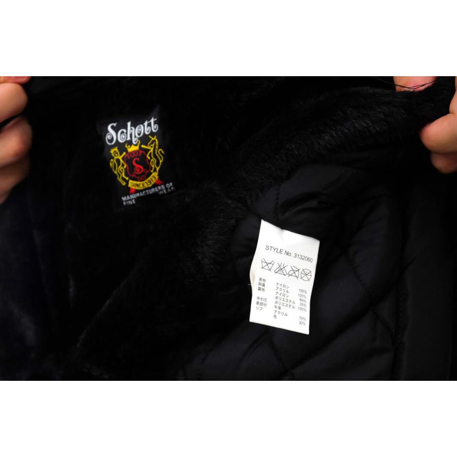 Schott ショット フィールドジャケット 3132060 牛革 袖レザー フード
