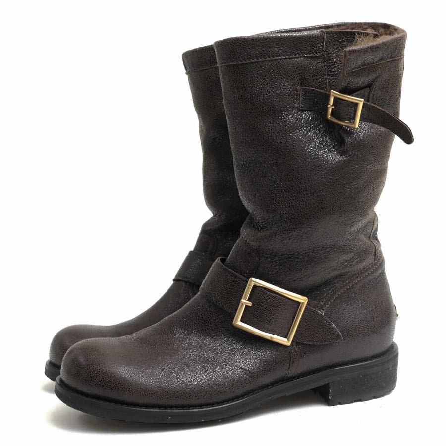 ○ジミーチュウ Jimmy Choo バイカーブーツ エンジニアブーツ BIKER バイカー ヴィンテージ加工 ファー 毛皮 レディース 【中古】 中古 JIMMY CHOO（ジミーチュウ） エンジニアブーツ BIKER バイカー
