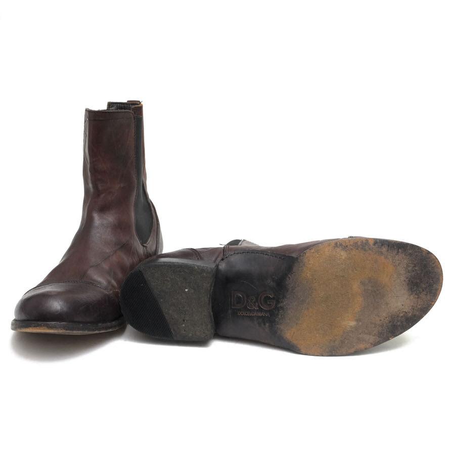 DOLCE＆GABBANA ドルガバ サイドゴアブーツ D&G 牛革 エンジニアブーツ