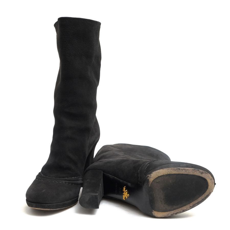 ○プラダ PRADA ミドルブーツ チャンキーヒール レディース 【中古】 中古 PRADA（プラダ） ミドルブーツ チャンキーヒール : Desir Yahoo