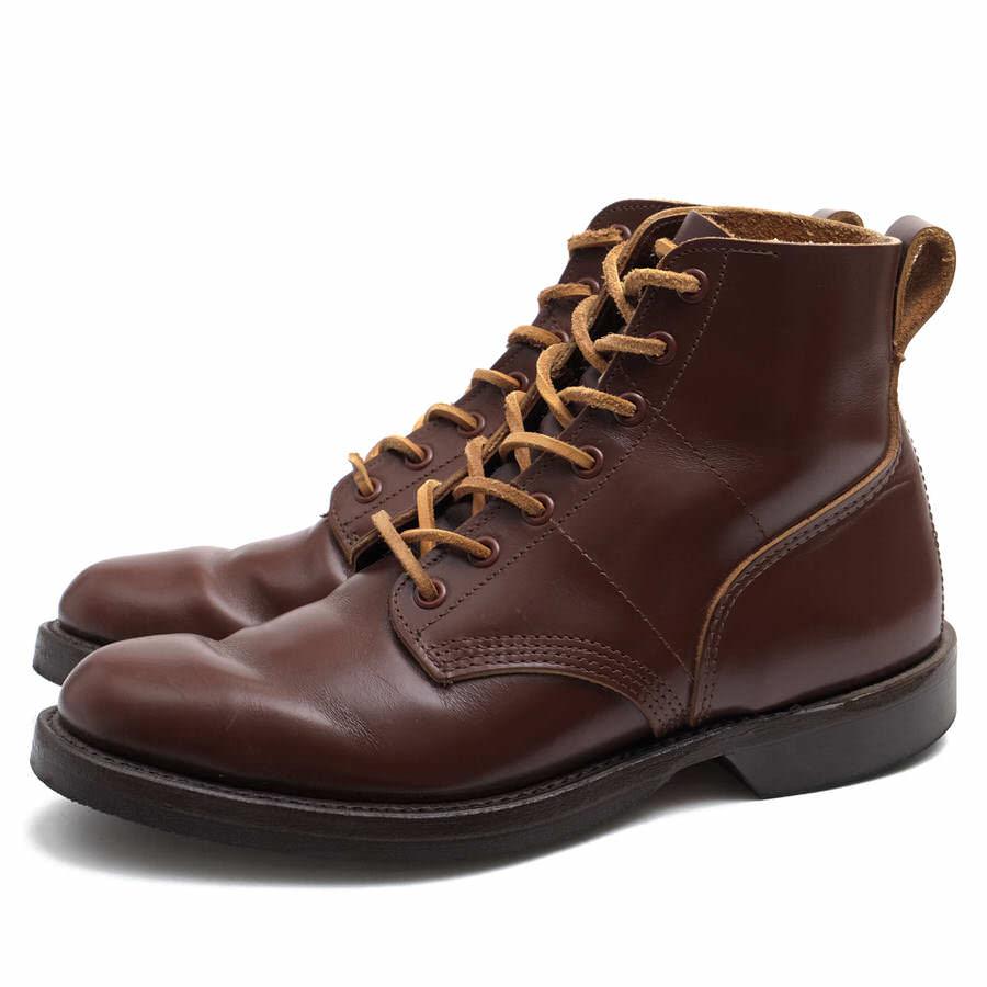 Yuketen ユケテン ブラウンレザーレースアップワークブーツ