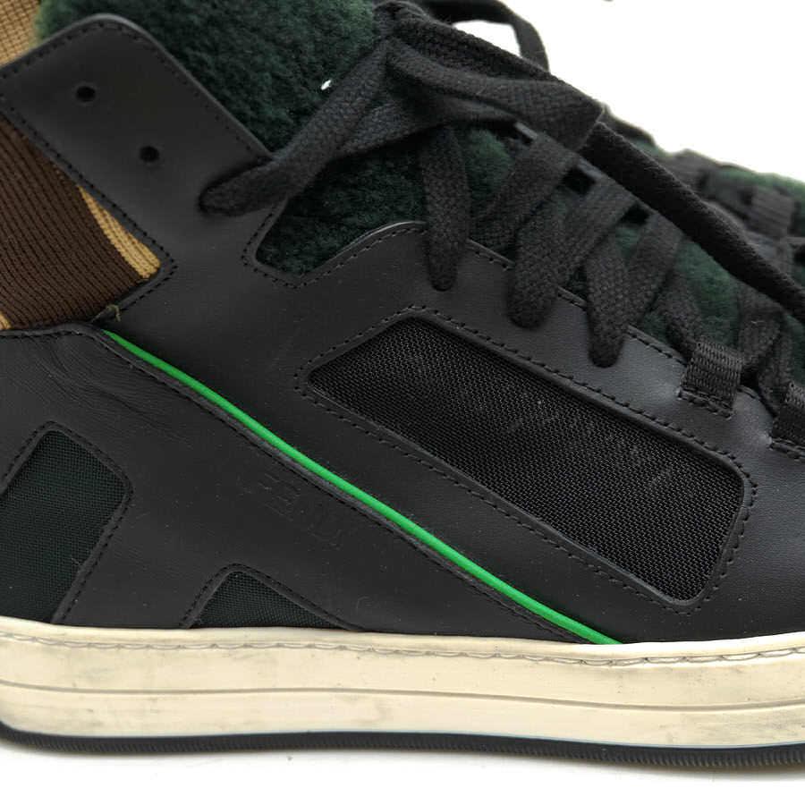 ○フェンディ FENDI 牛革 カーフ ハイカットスニーカー 1172 ボア ムートン メンズ 【中古】 中古 FENDI（フェンディ） ハイカットスニーカー 1172 牛革 カーフ ボア