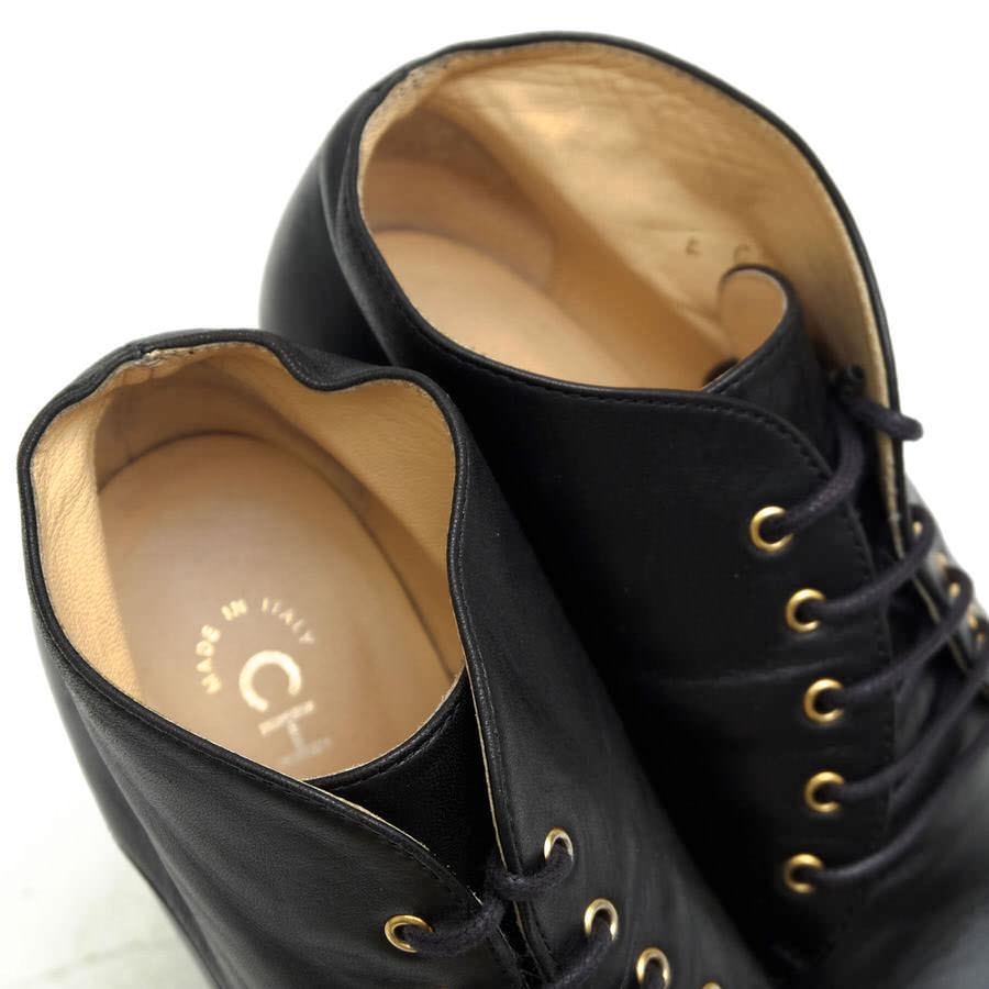 ○シャネル CHANEL レースアップブーツ 牛革 カーフ ブーティ G28406 ココマーク ハイヒール ストレートチップ レディース 【中古  中古 CHANEL（シャネル） ブーティ G28406 レースアップブーツ 牛革 カーフ