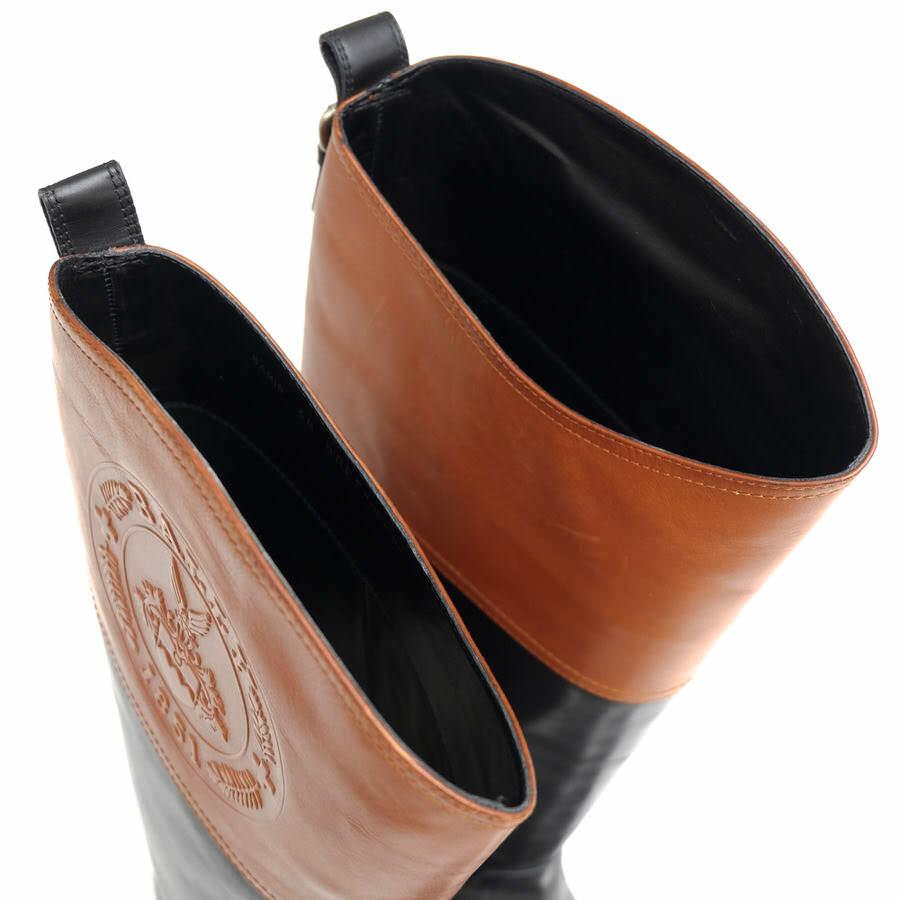 ○バリー BALLY 牛革 カーフ ロングブーツ SAMIR  ロゴ刻印 乗馬ブーツ ジョッキーブーツ サイドジップ レザーソール レディース   中古 Bally（バリー） ロングブーツ SAMIR 牛革 カーフ ロゴ刻印 乗馬ブーツ