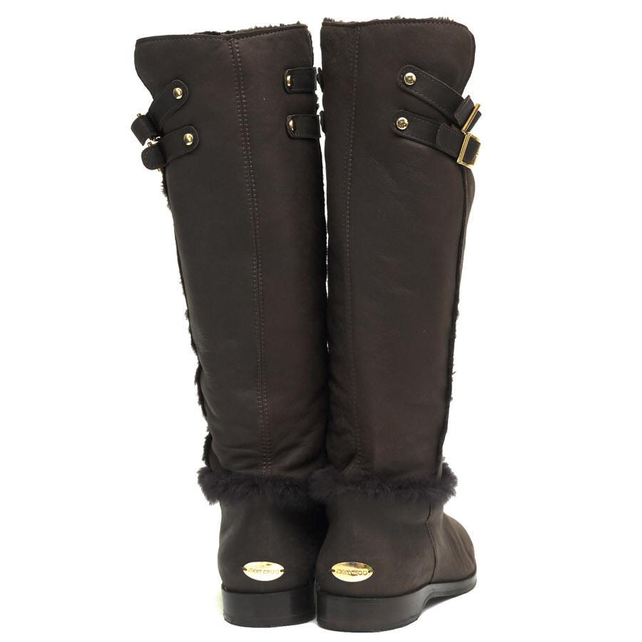 JIMMY CHOO ラビットファー付き バイカーブーツ