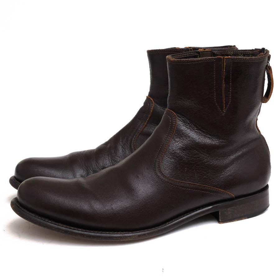 Paul Smith ポールスミス バックジップブーツ 牛革 クラック加工 