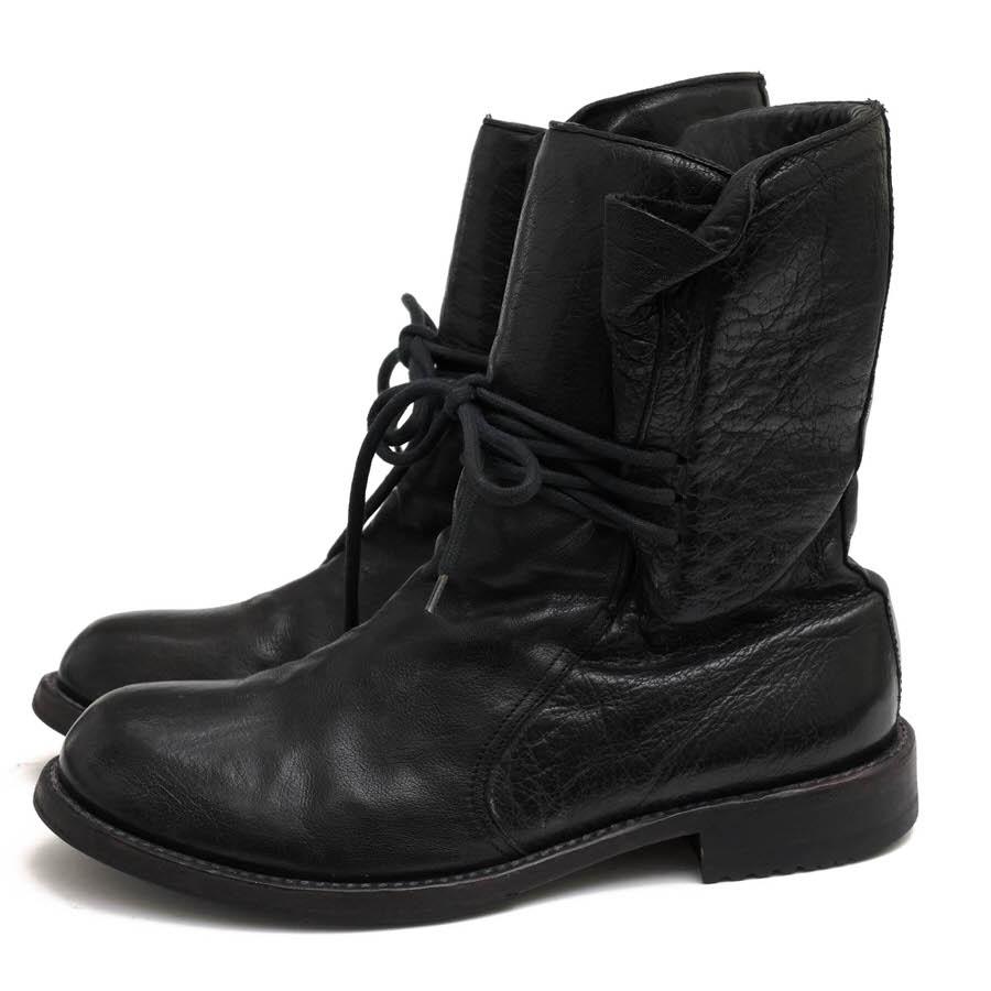 バーニーズニューヨーク／BARNEYS NEWYORK レースアップブーツ シューズ 靴 メンズ 男性 男性用レザー 革 本革 ブラック 黒  6639 プレーントゥ ヴィンテージ加工 BARNEYS NEWYORK（バーニーズニューヨーク） レースアップブーツ 6639
