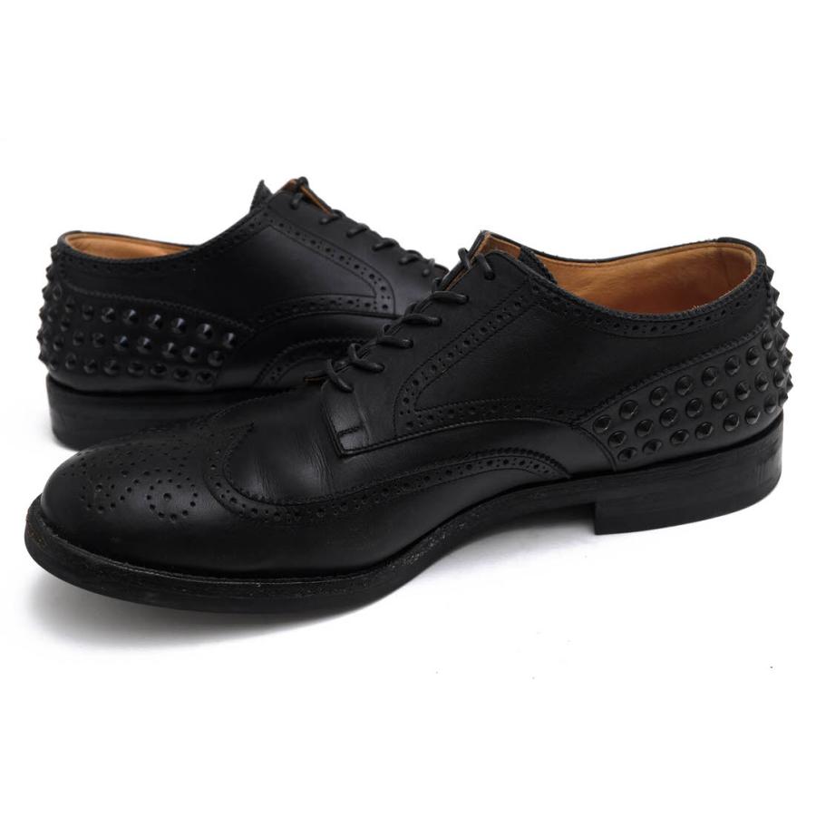 ○ユニフォームエクスペリメント uniform experiment カーフ 牛革 カジュアルシューズ UE-130130 WING TIP STUDS SHOES ウイングチ 中古 uniform experiment ユニフォームエクスペリメント カジュアルシューズ