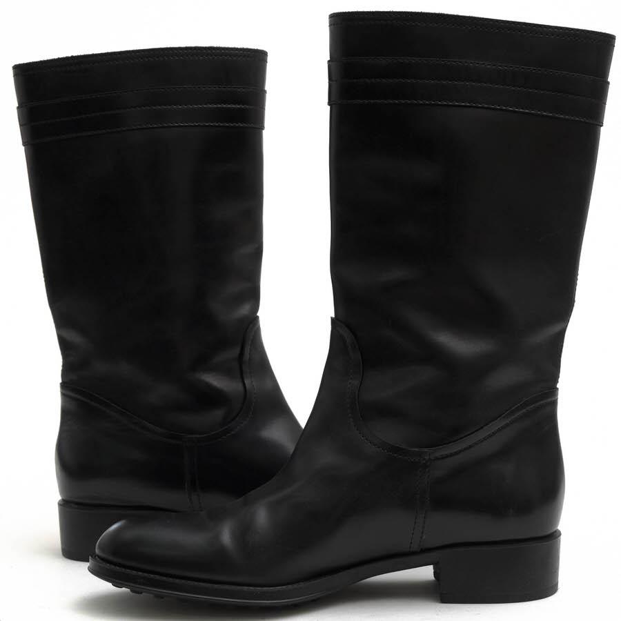 ○トッズ TOD'S 牛革 カーフ エンジニアブーツ ラバーソール プレーントゥ レディース 【中古】 中古 TOD'S（トッズ） エンジニアブーツ 牛革 カーフ ラバーソール プレーン