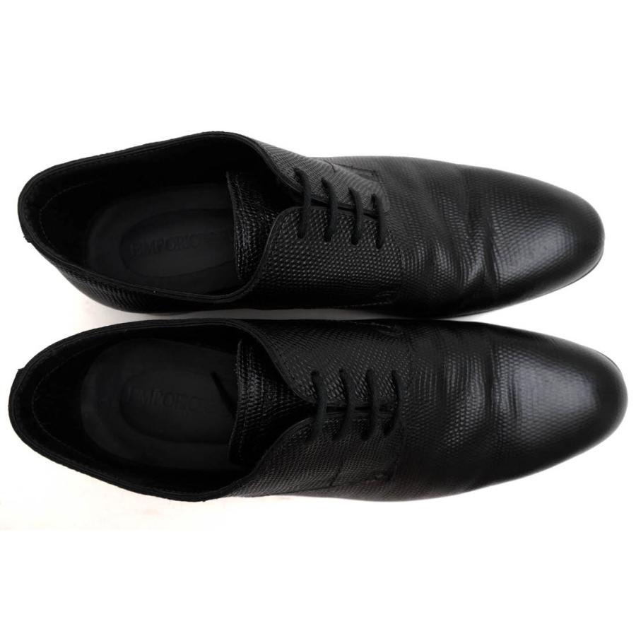 アルマーニ／EMPORIO ARMANI シューズ ビジネスシューズ 靴 ビジネス メンズ 男性 男性用 レザー 革 本革 ブラック 黒  X4C530 XF349 DERBY MATT CALF LIZARD PRINTED イーグルロゴ プレーントゥ ARMANI（アルマーニ） EMPORIO ARMANI ビジネスシューズ X4C530 XF349