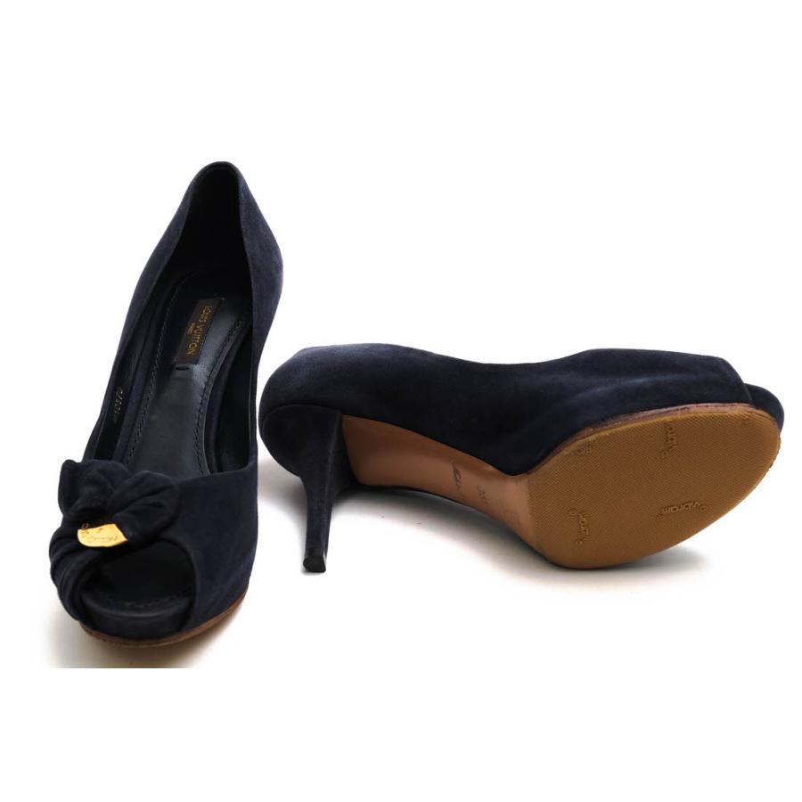 Louis Vuitton レザー オープントゥ ハイヒール サンダル パンプス