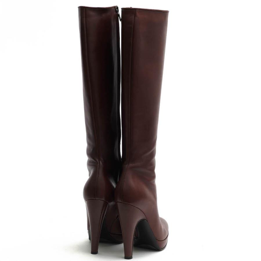 PRADA プラダ ロングブーツ 牛革 カーフ サイドジップ ハイヒール