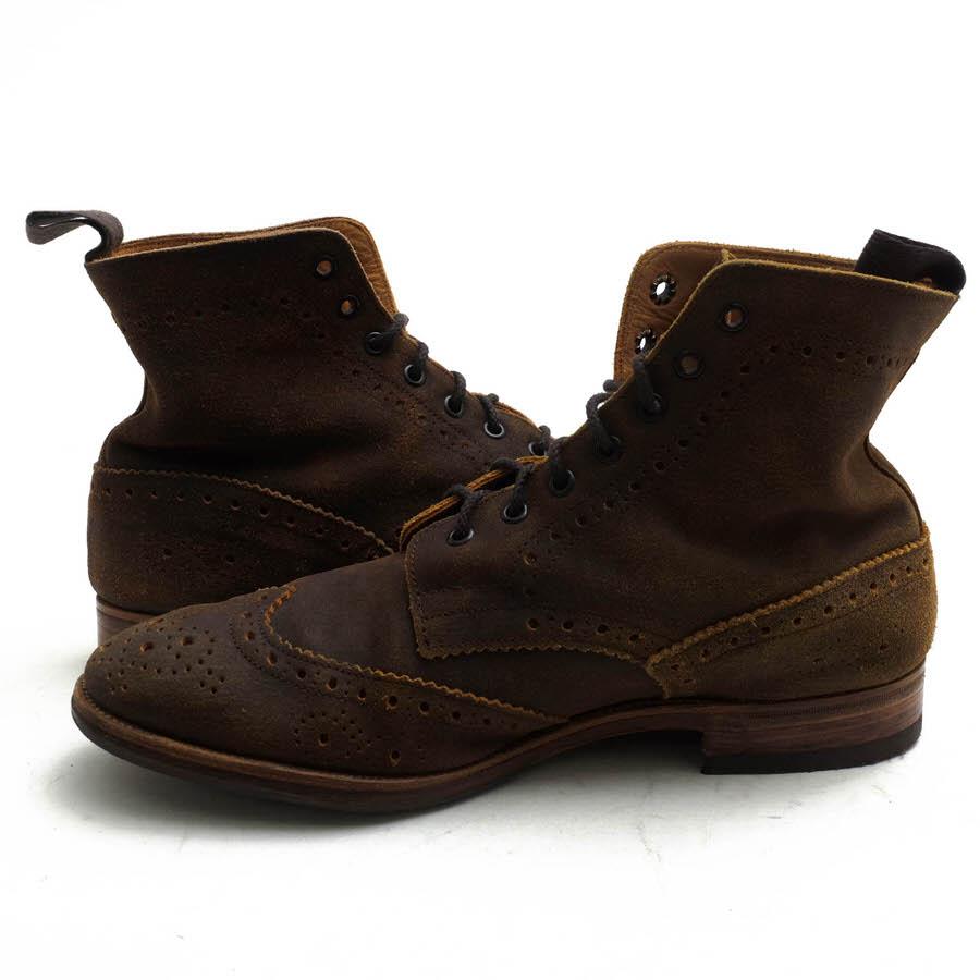 ○トリッカーズ Tricker's Paul Smith ポールスミス別注 オイルドスエード 牛革 レースアップブーツ M6178 Brogue Boots ダブルソ  中古 Tricker's（トリッカーズ） レースアップブーツ M6178 Brogue Boots